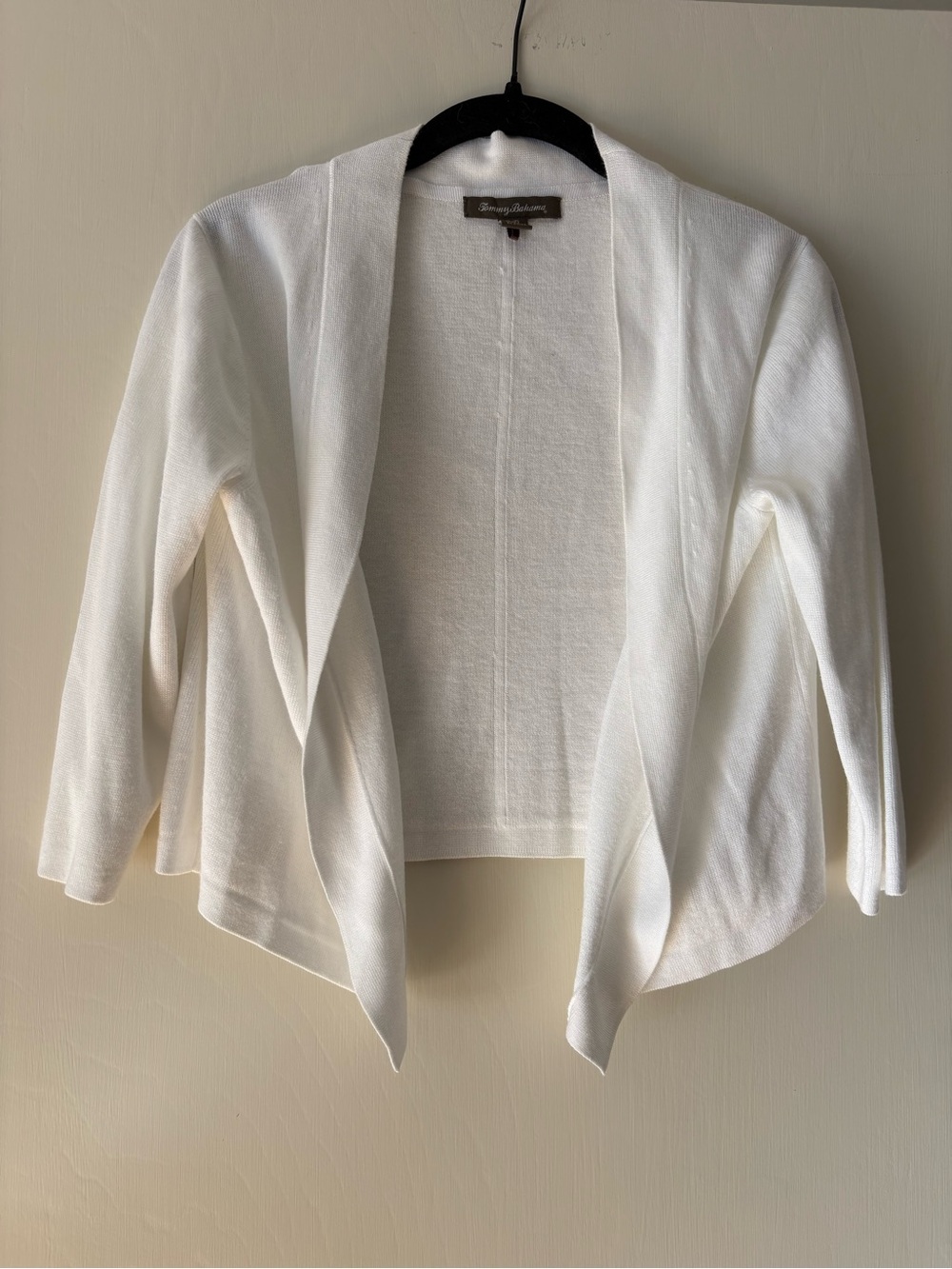 Tommy Bahama White Open-Front Cropped Lightweight Cardigan - Picture 5 of 6